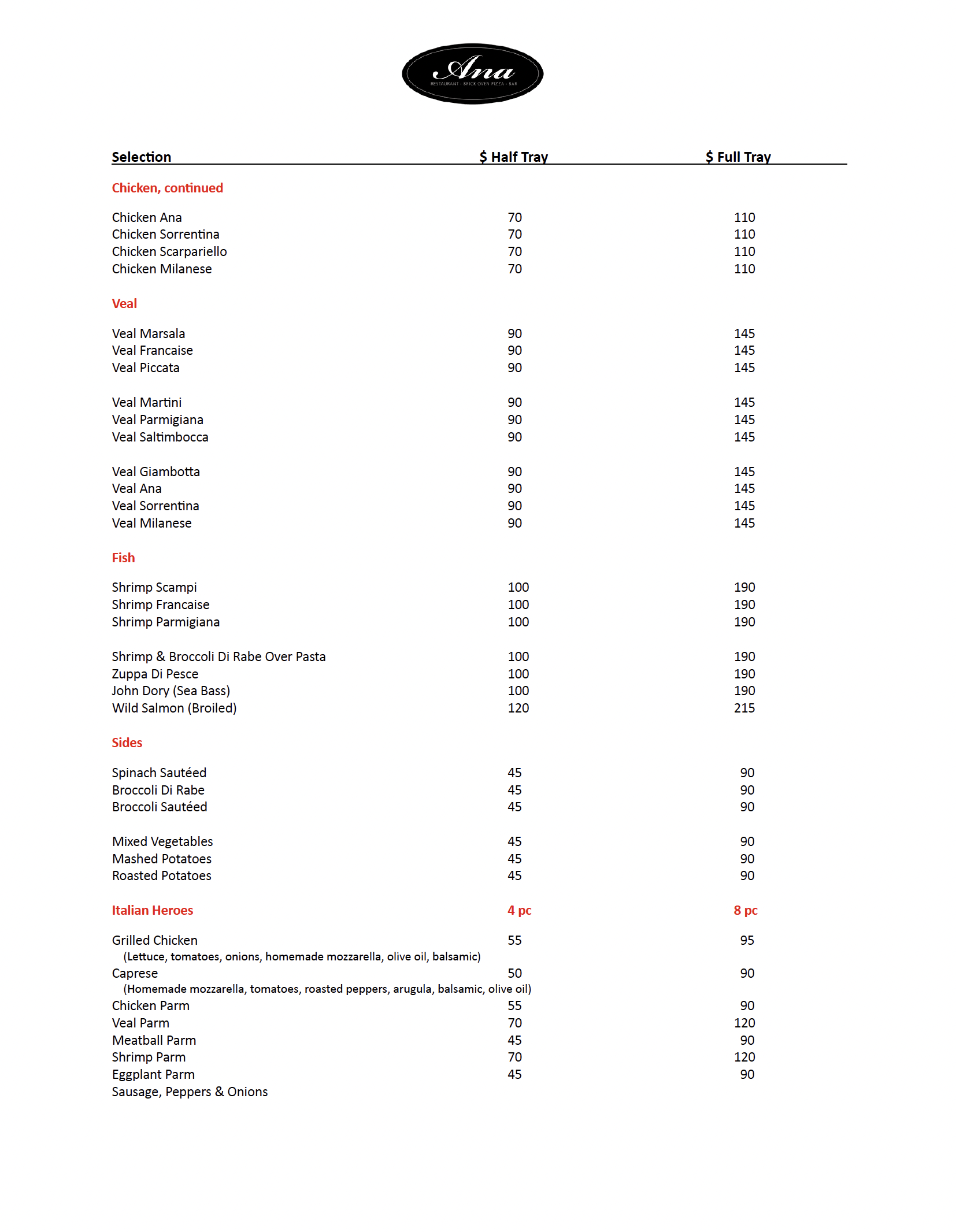 Catering page two